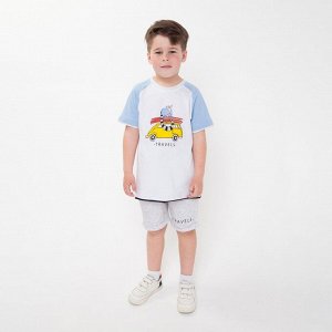 Комплект для мальчика (шорты, футболка), цвет белый/меланж, рост