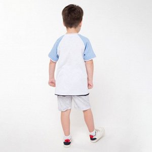 Комплект для мальчика (шорты, футболка), цвет белый/меланж, рост