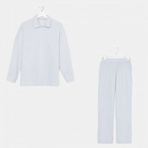 Комплект домашний женский (рубашка, брюки) KAFTAN Basic размер, серо-голубой