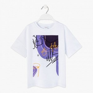 Футболка детская MINAKU Colors, цвет белый/фиолетовый.