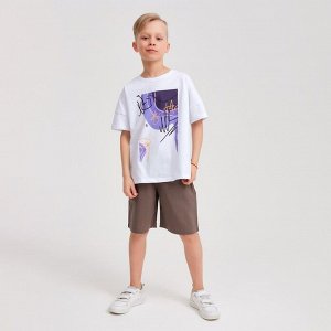 Футболка детская MINAKU Colors, цвет белый/фиолетовый.