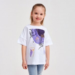 Футболка детская MINAKU Colors, цвет белый/фиолетовый.