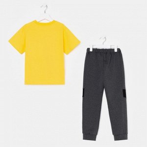 Комплект для мальчика (футболка, брюки) «Елисей-1», цвет жёлтый/серый, рост 122 см