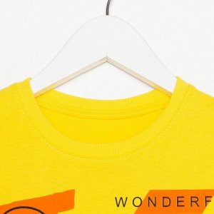 Комплект для мальчика (футболка/шорты), цвет жёлтый/серый, рост 122