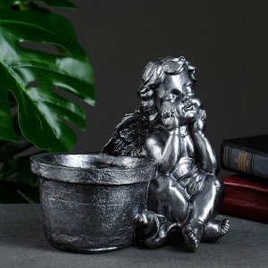 Фигурное кашпо "Ангел" серебро, 17х12х17 см