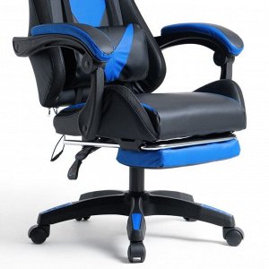 Кресло игровое SL™ ZEUS YS-900 черно-синее, с подсветкой и подставкой для ног