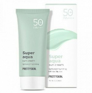 Солнцезащитный крем для лица увлажняющий легкий Sun Cream Super Aqua Lightweight Hydrating SPF50+PA++++ PrettySkin, 70 мл
