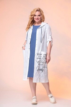Кардиган, Платье / Romanovich Style 3-2381 белый/джинс