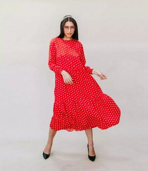 Платье #787-1, красный