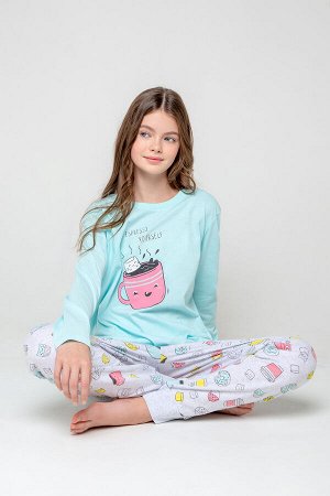 Пижама для девочки КБ 2784 светлый минт, кофе и булочки