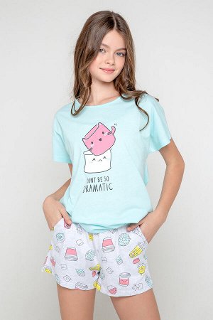 Пижама для девочки КБ 2785 светлый минт, кофе и булочки