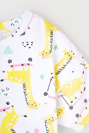 Сорочка для девочки Crockid К 1148 жирафы на самокатах на белом