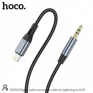 Переходник Аудио-кабель HOCO DUP03 Lightning или Type-C - Jack 3.5 1м черный