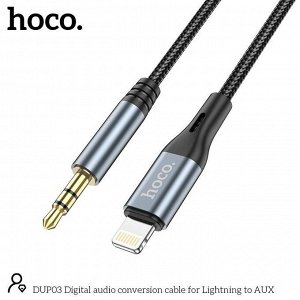 Переходник Аудио-кабель HOCO DUP03 Lightning или Type-C - Jack 3.5 1м черный