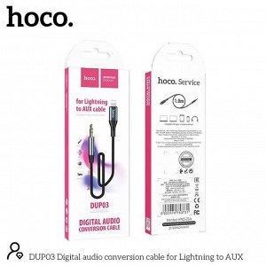 Переходник Аудио-кабель HOCO DUP03 Lightning или Type-C - Jack 3.5 1м черный