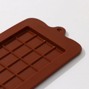 Форма для шоколада Доляна «Плитка», 22,5x10,5x0,2 см, 24 ячейки (2x2,5 см), цвет коричневый