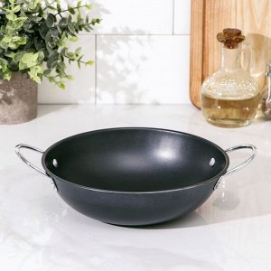 Сковорода-Wok «Мини», 1.4 л, d=20 см, антипригарное покрытие, углеродитсая сталь, чёрная