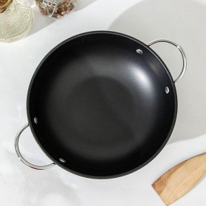 Сковорода-Wok «Мини», 1.4 л, d=20 см, антипригарное покрытие, углеродитсая сталь, чёрная