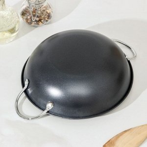 Сковорода-Wok «Мини», 1.4 л, d=20 см, антипригарное покрытие, углеродитсая сталь, чёрная