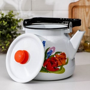 Чайник «Тюльпан Май», 3,5 л, с кнопкой, индукция, цвет белый