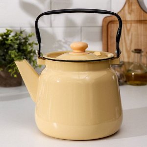 Чайник эмалированный, 3.5 л, без деколи, цвет бежевый