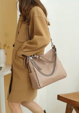Женская сумка из натуральной кожи, цвет пудра