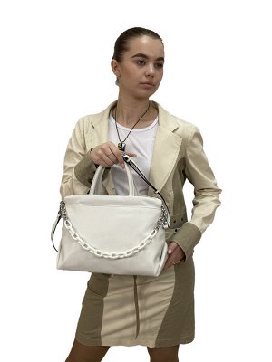 Женская сумка из натуральной кожи, цвет белый