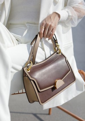 Женская кожаная сумка кросс-боди, цвет шоколад