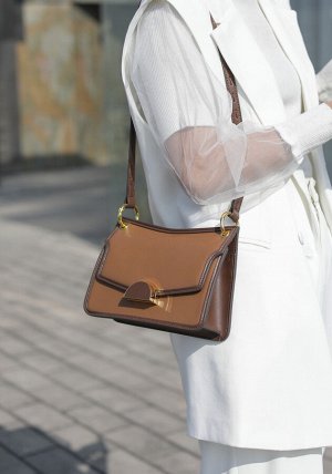 Женская кожаная сумка кросс-боди, цвет коричневый