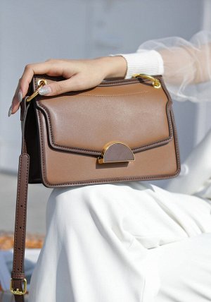 Женская кожаная сумка кросс-боди, цвет коричневый