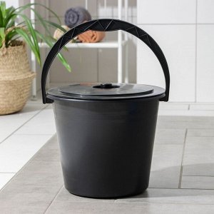 Ведро с крышкой «Дачное», 10 л, d=30 см, h=25.5 см, чёрное