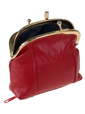Женский кошелёк с фермуаром из натуральной кожи, цвет красный