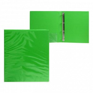 Папка, формат А4, 40 мм "Панорама" на 4-х кольцах, с передним прозрачным карманом, зелёная, до 250 листов