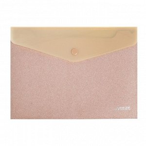 Папка-конверт на кнопке А5 deVENTE, горизонтальная, 240 х 180 мм, 350 мкм, Glitter Shine "песок", светло-розовая