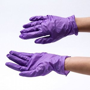 Перчатки медицинские Benovy, нитриловые, неопудренные, нестерильные, размер M, 50 пар, сиреневые