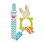 Прорезыватель BUNNY с держателем. Цвет зелёный.
