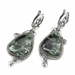 Серьги серафинит 22*42мм.