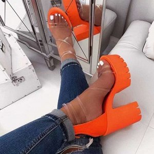 Женские босоножки на платформе и каблуке, цвет оранжевый