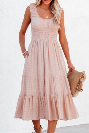 VitoRicci Розовое многоярусное приталенное платье со сборками