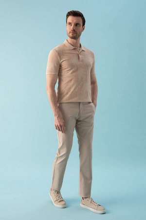 Футболка Slim Fit с вырезом поло из чесаного хлопка