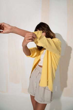 Льняная рубашка с длинным рукавом в шотландскую клетку с воротником-рубашкой оверсайз