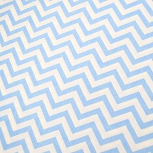 Ткань сатин - Голубой зигзаг на белом фоне 0,5*1,6м