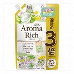 LION Кондиционер для белья &quot;AROMA&quot; (ДЛИТЕЛЬНОГО действия &quot;Aroma Rich Ellie&quot; / &quot;Элли&quot; с богатым ароматом натуральных масел (аромат унисекс)) 1200 мл, мягкая упаковка с крышкой / 6
