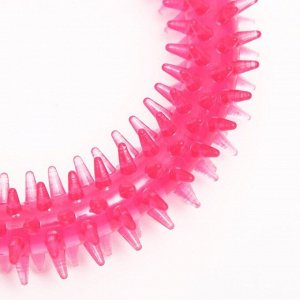 Игрушка для собак "Кольцо с шипами", 12,5 см, прозрачная, розовая