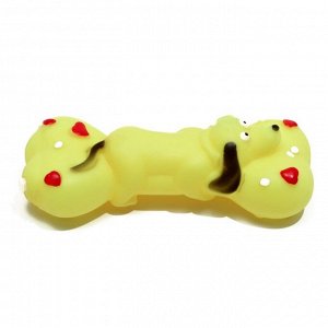 Игрушка пищащая "Косточка и пес" для собак, 15 х 6 см, жёлтая