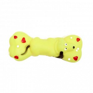 Игрушка пищащая "Косточка и пес" для собак, 15 х 6 см, жёлтая