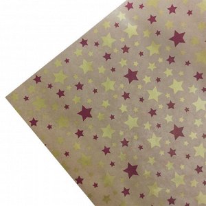 Крафт-бумага в рулоне "Звезды бордовые" размер 70см*10м