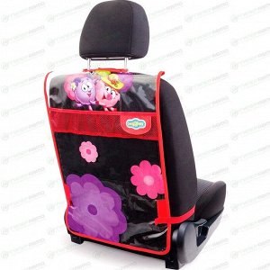 Накидка защитная (кикмат) Autoprofi Смешарики, на спинку сиденья, для защиты от детских ног, ПВХ, розовый/прозрачный, арт. SM/KMT-010 Nyusha