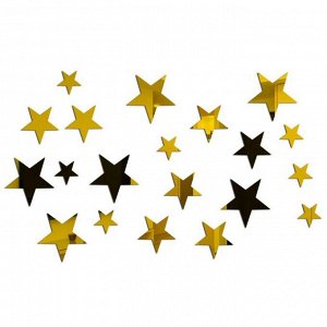Декор настенный "Звёзды", из акрила, 20 элементов, от 3х5 до 6.5 см, золото