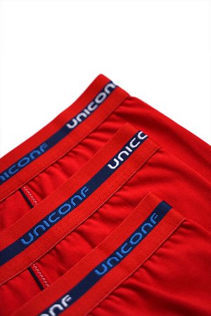 Классические однотонные боксеры UNICONF из премиального гипоаллергенного хлопка с добавлением эластана. Брендированная пришивная резинка из микрофибры в цвет изделия обеспечивает терморегуляцию и комф